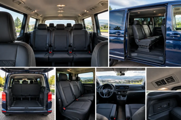 Skopje Airport Transfer – VW Touran Minivan Interior